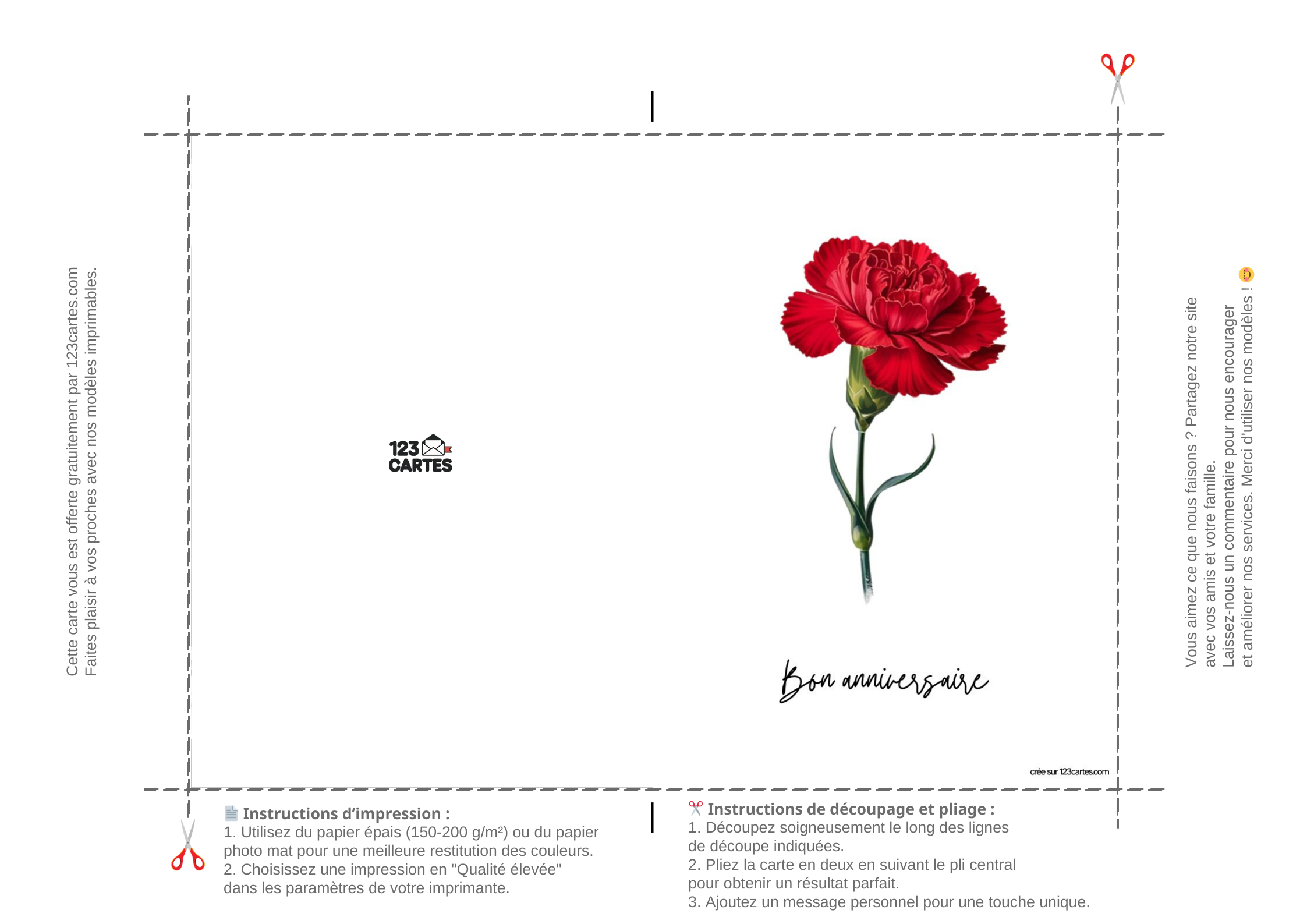 Exemple de carte d'anniversaire à imprimer