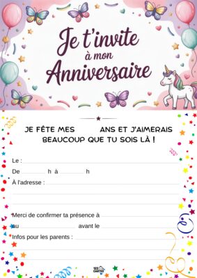 Invitation d'anniversaire avec texte 