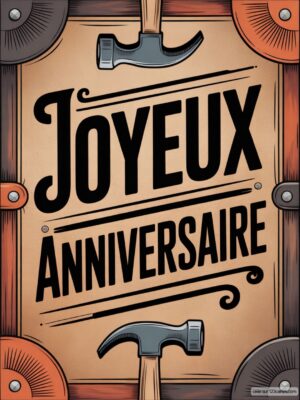 Carte virtuelle anniversaire homme, marteaux et fond kraft.