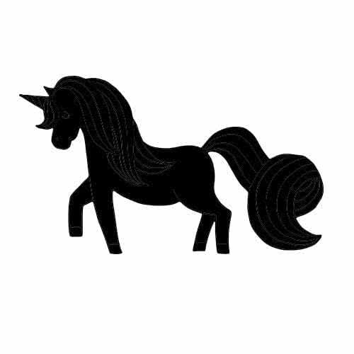 Silouette licorne aux formes élégantes.