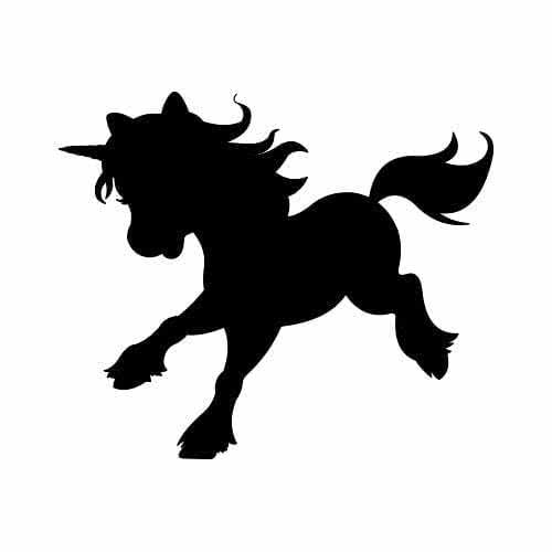 Silhouette licorne en position dynamique.