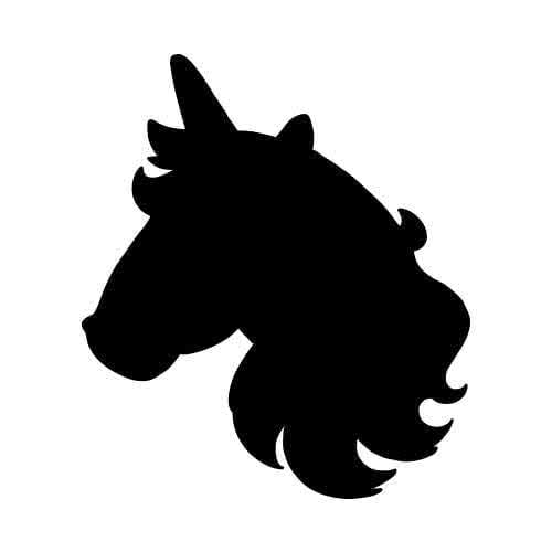 Silhouette profil tète de licorne.