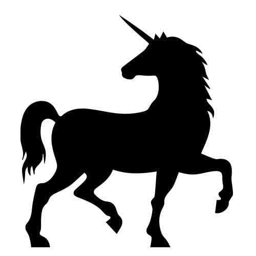 Silhouette licorne de profil.