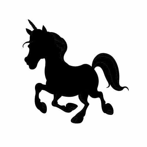 Silhouette d'une licorne gallopant.