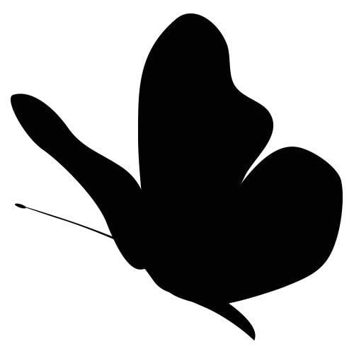 Silhouette d'un papillon, montrant ses ailes déployées with une courbure gracieuse.